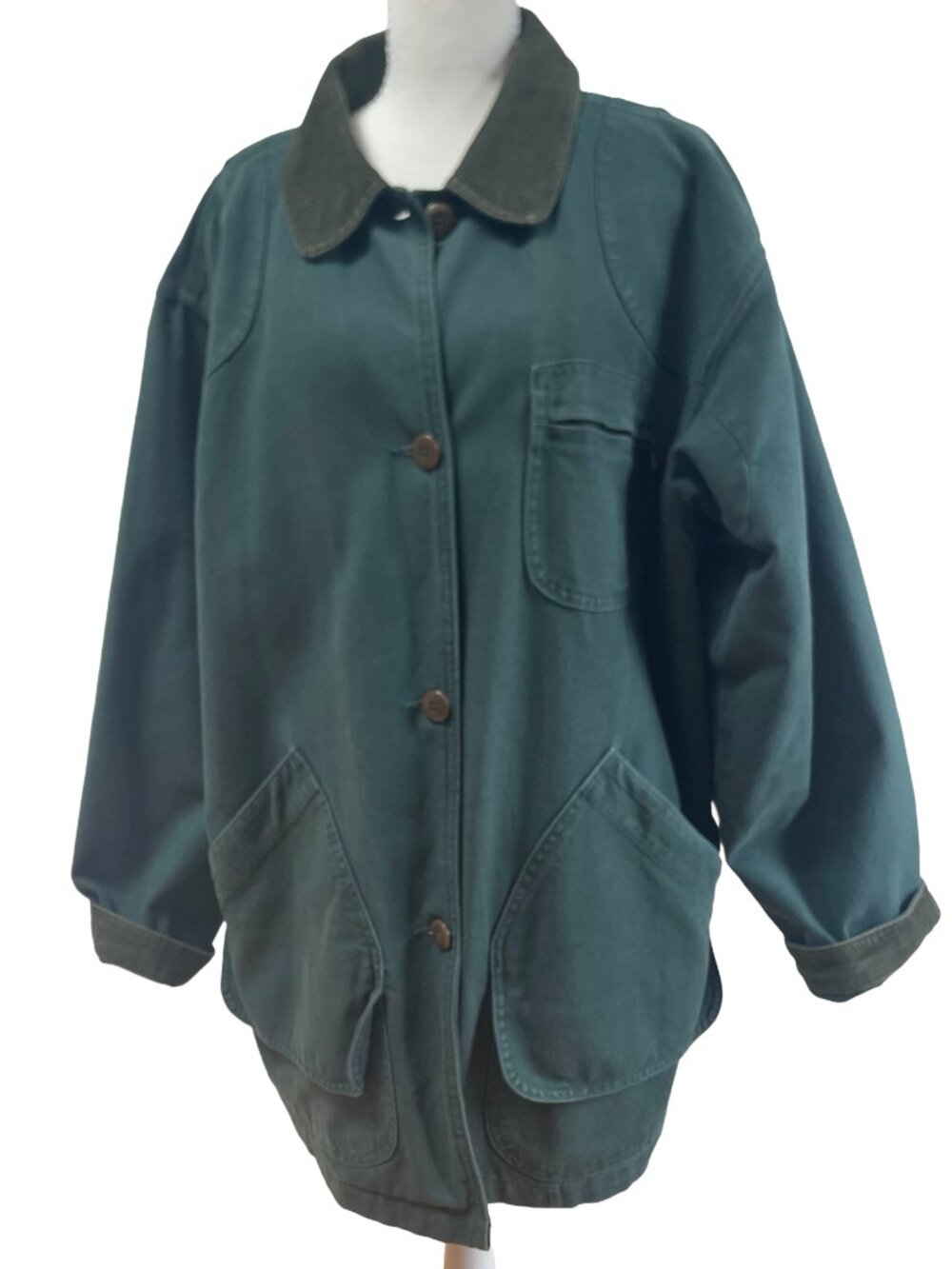 Vintage L.L. Bean Wool Plaid Lined Barn Coat Large Green - Picture 3 of 14